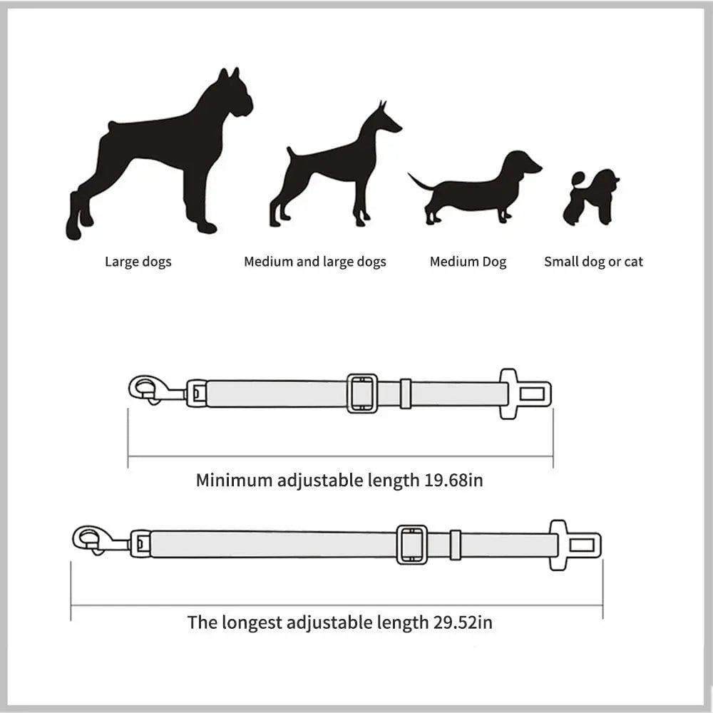 Adjustable Pet Car Seat Belt Safety Lead for Dogs & Cats