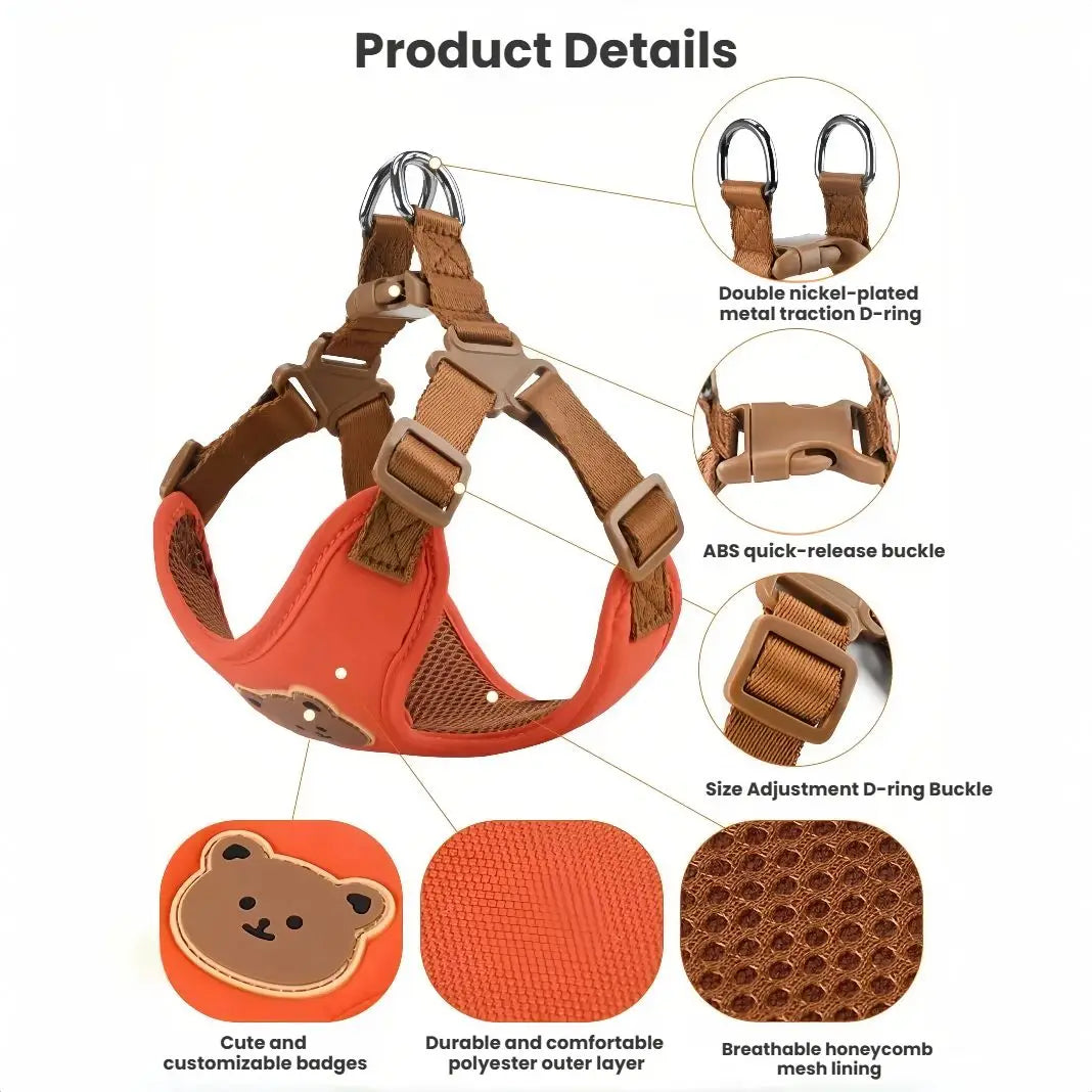 Reflective Pet Harness & Lead Set | Adjustable Dog & Cat Walking Vest